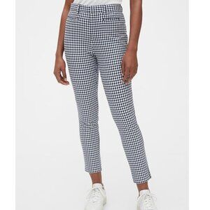 GAP High Rise Gingham Signature Skinny Ankle Pants Navy Blue White Cropped Crop